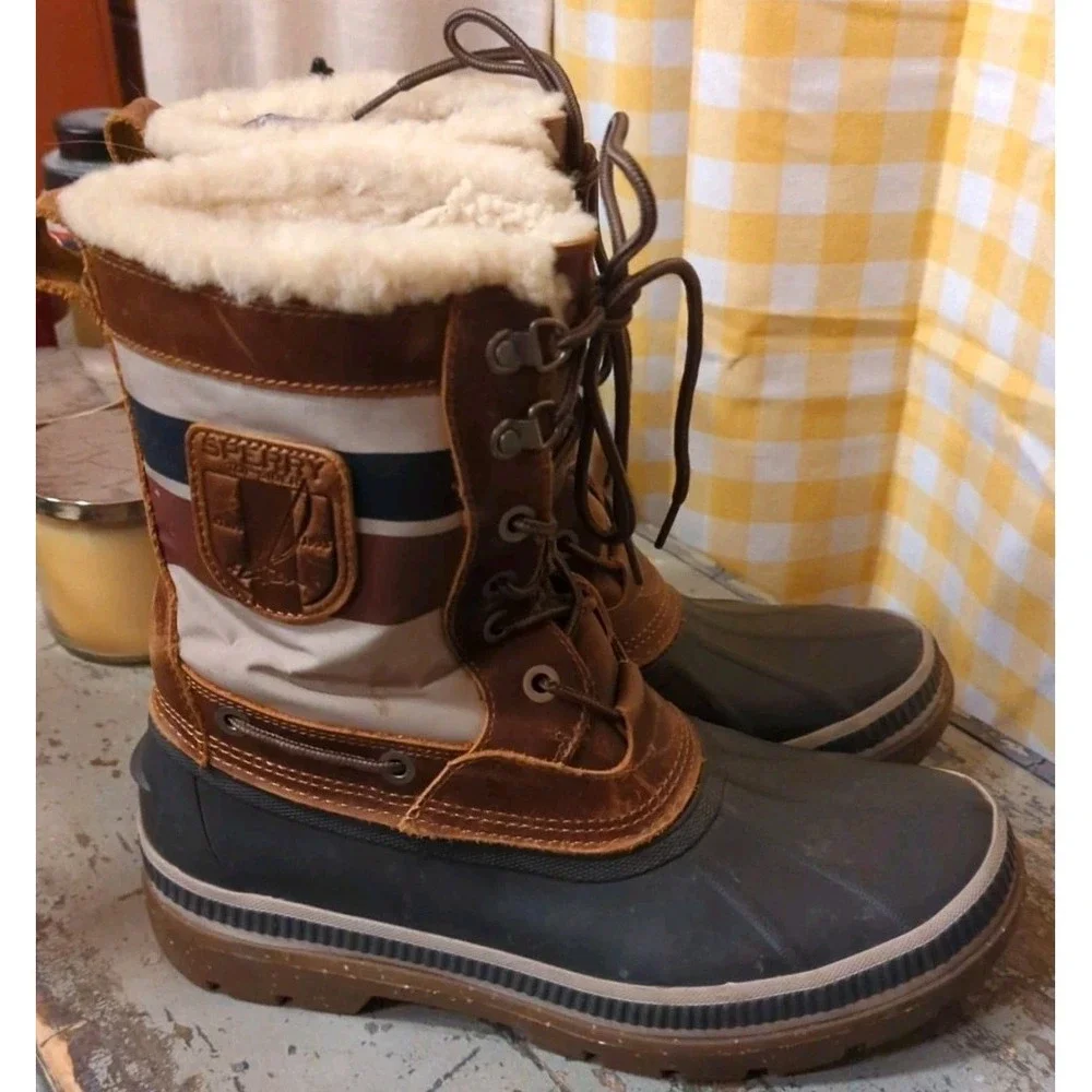 Men's Sperry Top-Sider Ice‎ Bay Tall Duck Winter Boot Shoes Shearling Lined